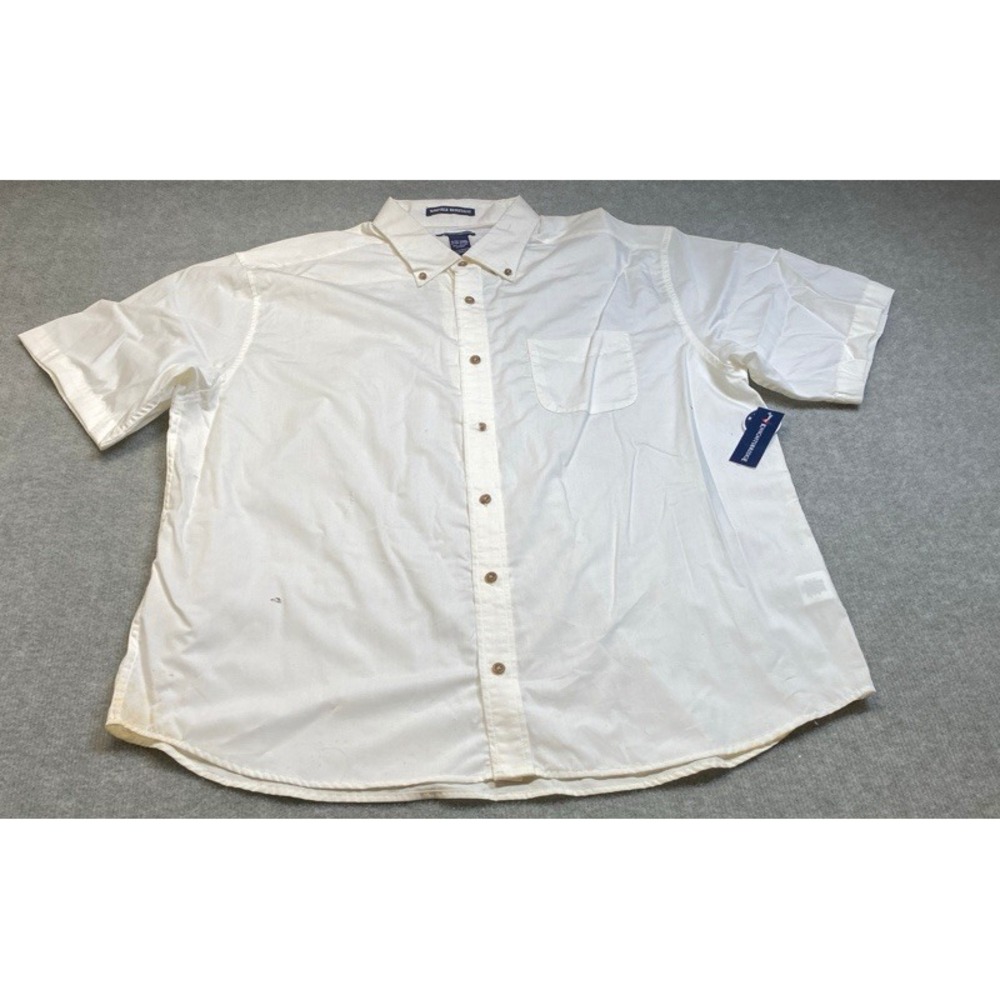 NWT Knightsbridge Button Down Shirt Mens XL White Wrinkle Resistant Short Sleeve